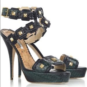 Oscar de la Renta Leather Studded Heels